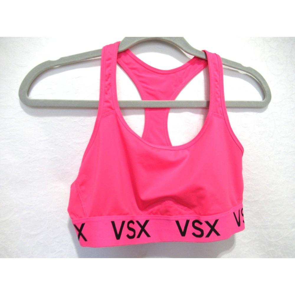 Victoria's Secret Sport Size Large Bright Pink & Black Racerback Sports Bra